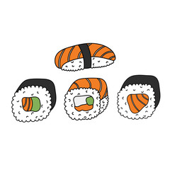 Set of sushi icon. Japanese food element.