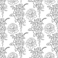  Pattern of red roses with leaves