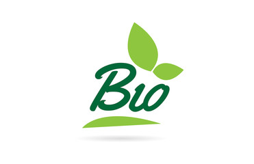 green leaf Bio hand written word text for typography logo design