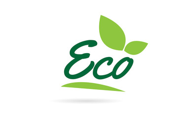green leaf Eco hand written word text for typography logo design
