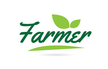 green leaf Farmer hand written word text for typography logo design