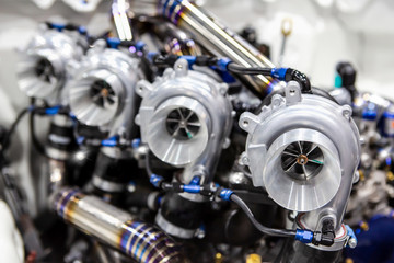 Fototapeta na wymiar High precision muscle car engine, Customized race car engine 