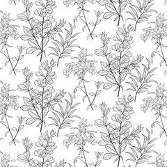 Retro floral pattern, linear pattern