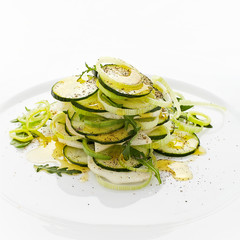 salad dish with cocumber leek and olive oil food design
