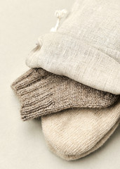 Linen Rough Fabric Sock on Jute Reusable Bag