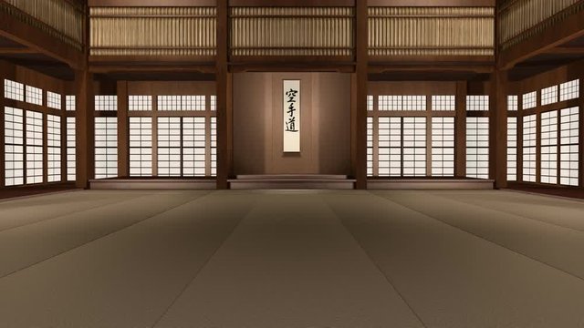Traditional Japanese Karate Dojo 3D Rendered Animation