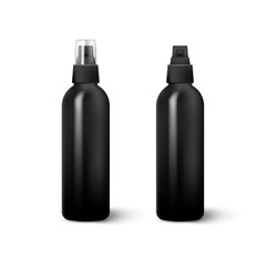 Realistic Cosmetic bottle can sprayer container isolated on white background. Vector illustration.