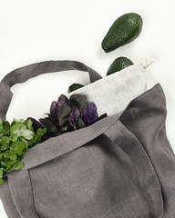 Gray Reusable Eco Friendly Bag with Avocado