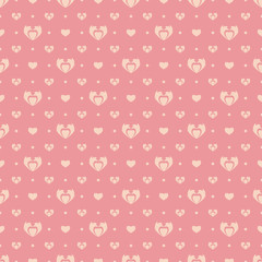 Pink background with hearts. Seamless abstract pattern. Happy Valentine's Day.