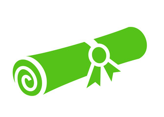 Green rolled paper certificate