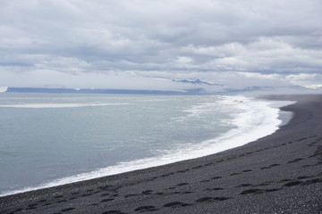 Black beach on Iceland in summer