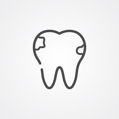 Broken tooth vector icon sign symbol
