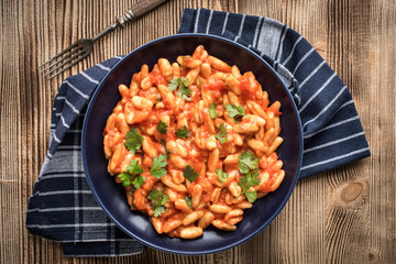 Cavatelli pasta with fresh tomato sauce.