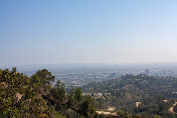 Skyline of Los Angeles with Haze and Clear Sky
