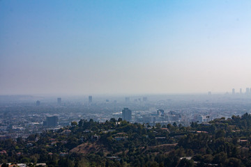 Skyline of Los Angeles with Haze and Clear Sky