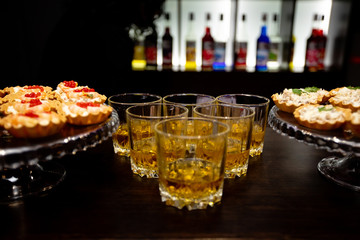 glasses of cocktails bar
