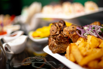 grilled meat and vegetables