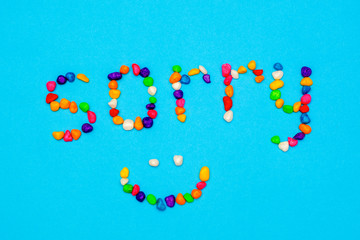 the word sorry - the inscription of colored stones pebbles