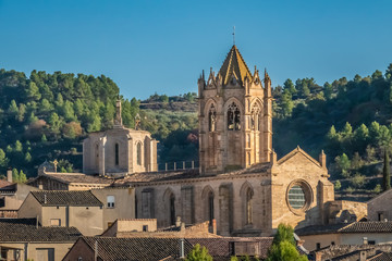 The Monastery of Santa Maria de Vallbona (Vallbona de les Monges), the only female monastery of the cistercian route in Catalonia preserving the monastic life since the XII. century. Catalonia, Spain - obrazy, fototapety, plakaty