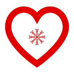 heart snow flake, Christmas of love, vector