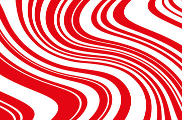 Christmas candle, lollipop pattern. Wavy diagonal background with red lines. Vector illustration