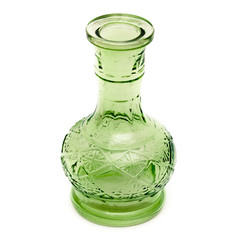Modern transparent hookah isolated on white background. Hookah with rubber tube and flask isolated...