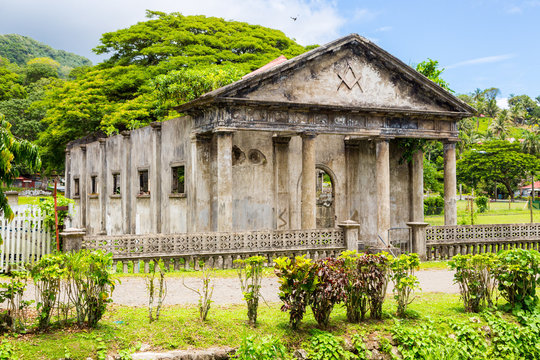 Stone shell of the South Pacific’s first Masonic lodge (east. 1875). Levuka town, Ovalau island, Lomaiviti archipelago, Fiji, Melanesia, Oceania, South Pacific Ocean. Temple. UNESCO world heritage.