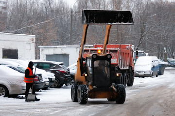 In the city of winter. Snow. All forces are thrown on snow removal. Special snowplows went to the streets to work. Problems of snow removal.