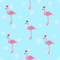 Flamingo winter style seamless pattern.