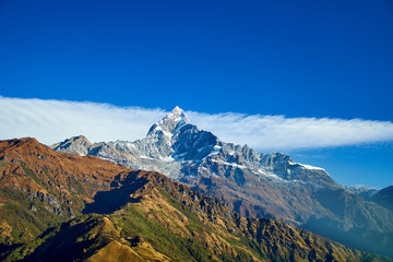 Machapuchare mountain Fishtail in Himalayas range Nepal