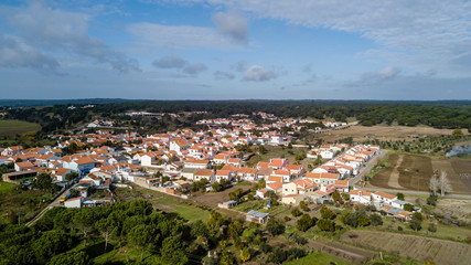 View of the Santa Justa,Coruche Santarem Portugal. Aerial drone bird's eye view photo