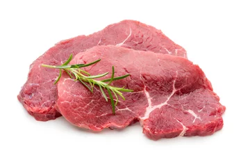 Cercles muraux Steakhouse Fresh raw beef steak isolated on white.