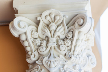 Decor element on a 19th century building, plaster butterfly, decoration, stucco