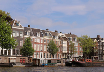Amstel river houses in Amsterdam