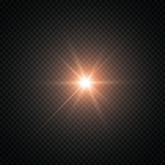 Glow light effect. Starburst with sparkles on transparent background. Vector illustration. Sun