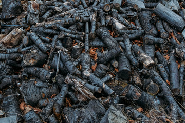 Brown wood wall background texture. Planks of wood damaged by the aging process. Old dirty wooden wall.