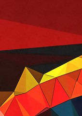 Abstract polygonal design background. Color bright painting on paper triangles. Geometric warm texture. Creative concept. Backdrop pattern.