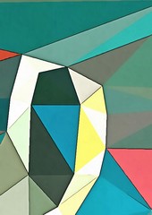 Obraz premium Abstract polygonal design background. Color bright painting on paper triangles. Geometric warm texture. Creative concept. Backdrop pattern.