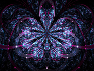 Dark blue fractal flower, digital artwork for creative graphic design - 239084536