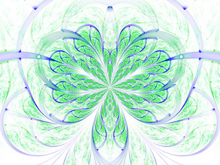 Blue and green fractal flower, digital artwork for creative graphic design