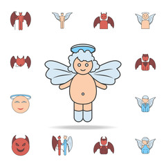 baby angel color field outline icon. Detailed set of angel and demon icons. Premium graphic design. One of the collection icons for websites, web design, mobile app