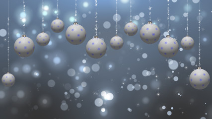 White Holidays Ornaments on Blue Background