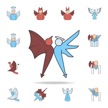 Angel and demon color field outline icon. Detailed set of angel and demon icons. Premium graphic design. One of the collection icons for websites, web design, mobile app