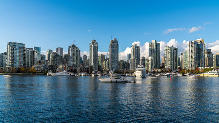 Fototapeta na wymiar View of False Creek and downtown Vancouver, Canada. Beautiful British Columbia, Canada.