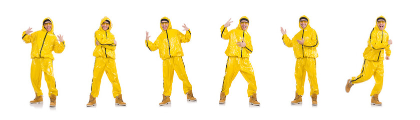 Young rap performancer isolated on white