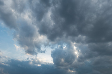 Day blue shy with strong dark clouds