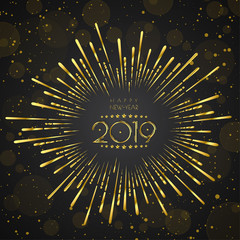 Happy new year 2019 . Greetings card. Colorful design. Vector illustration.
