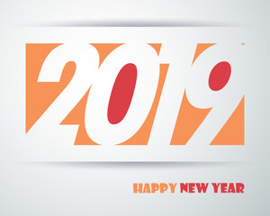 Happy new 2019 year. Greetings card. Colorful design. Vector illustration.