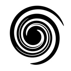 Abstract spiral in the form of a black circle on white background.