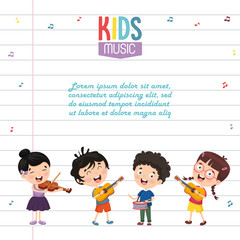 Vector Illustration Of Kids Music